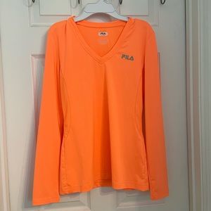 Fila Sport Neon Orange Women Long Sleeve Active Top. Sz S